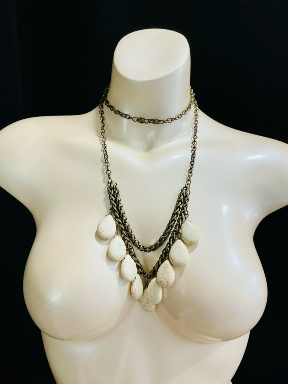 Multi-Strand Beaded Glass Wood Statement Necklace’s Multi Colored Southwestern - Picture 3 of 16